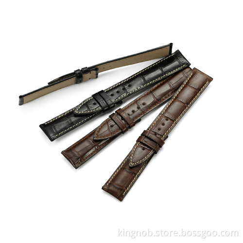 18 to 22mm Stainless Steel Calf Leather Watch Band Strap